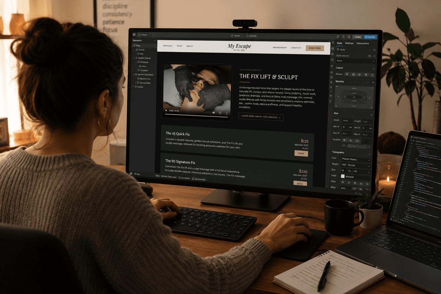A website built by Attraction Web Designs, shown on a monitor